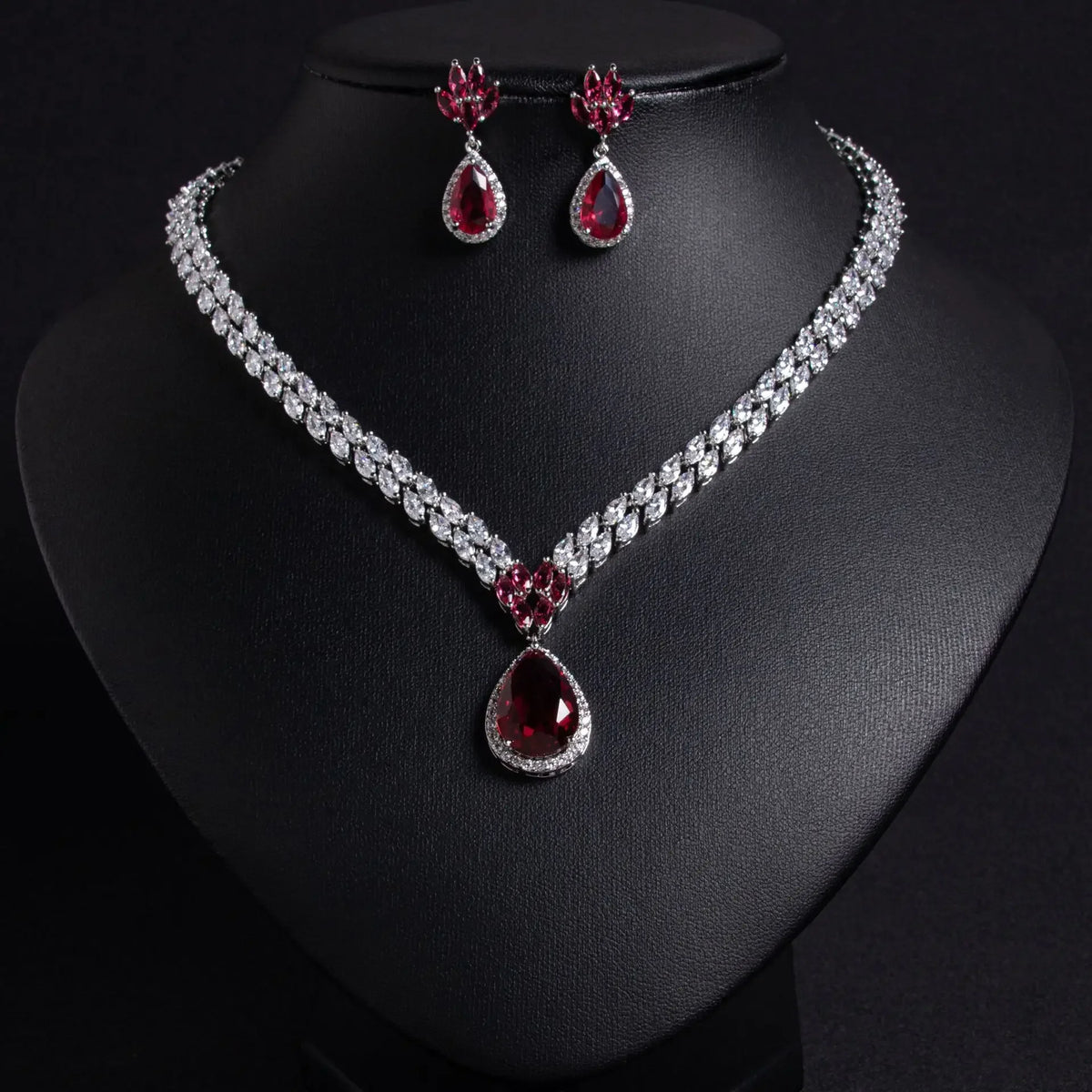 Oil Painting CZ Necklace & Earrings Jewelry Set | Inspired by Esra Bilgiç