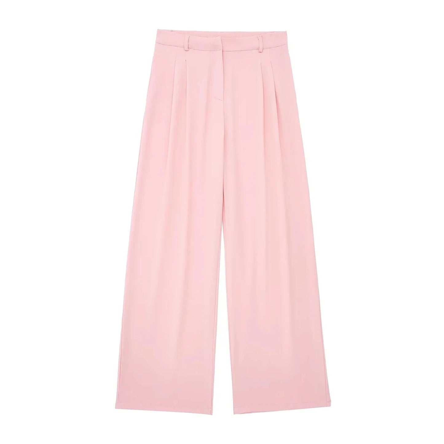 HH 2024 Female Elegant 2 Piece Solid Set High Waist Straight Trousers+Sleeveless Halter Vest Tops Chic Commuting Suit