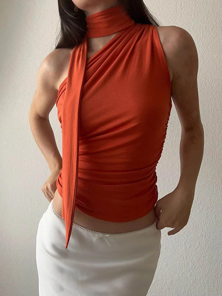 Backless Off-Shoulder Halter Crop Tank Top | Inspired by Winter