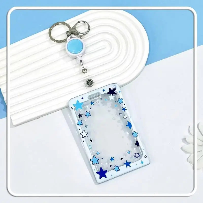 Star Sliding Cover Card Holder Transparent Portable ID Protector Kpop Photocard Case Student School Card Bus Card Holder
