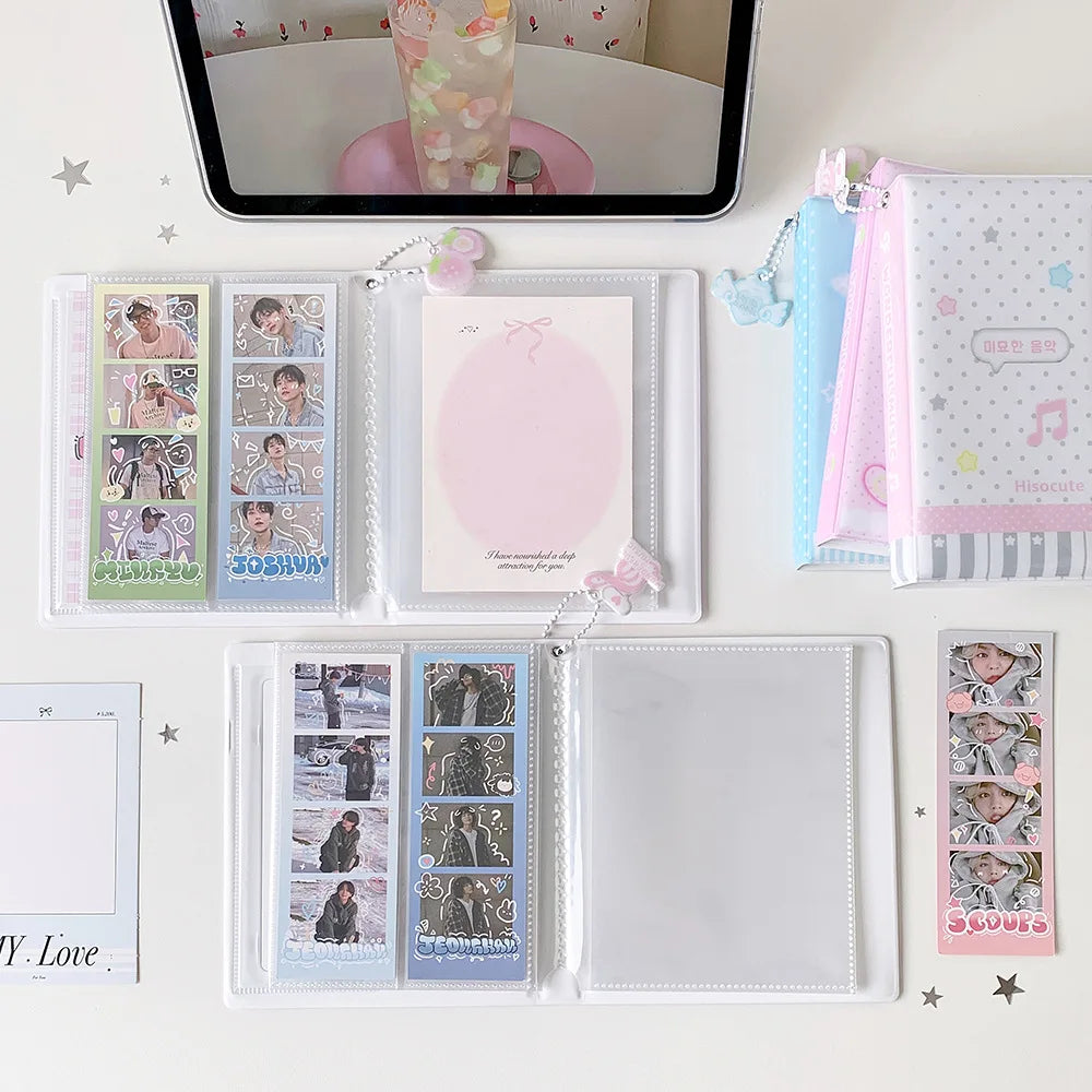 Kpop Korean Cartoon Strawberry Life 4 Grid Photo Card Holder Fashion Cute Girl Idol Photo Storage Card Album Polaroid Album Gift