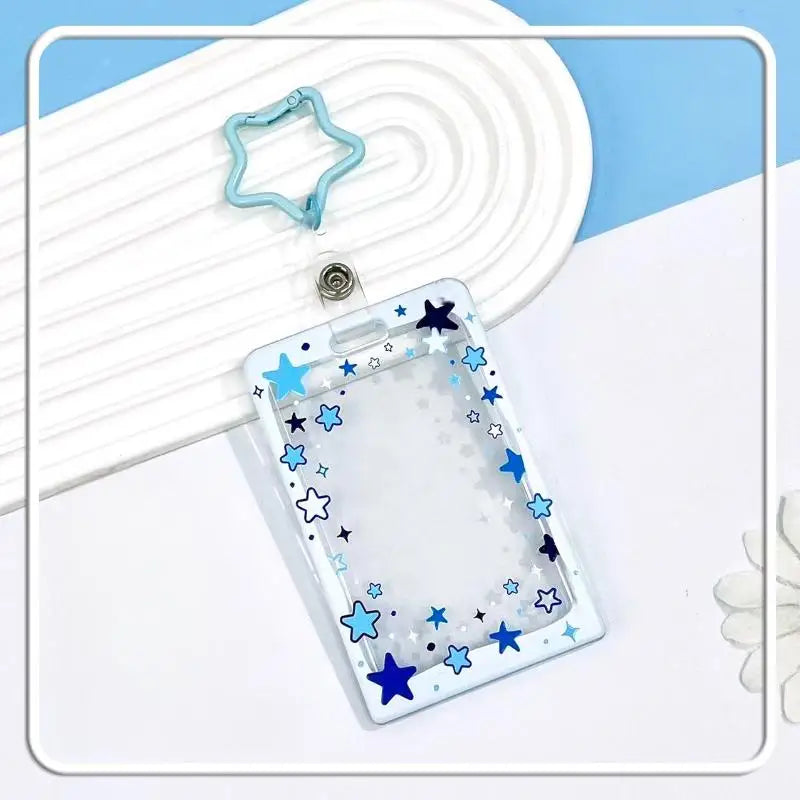 Star Sliding Cover Card Holder Transparent Portable ID Protector Kpop Photocard Case Student School Card Bus Card Holder