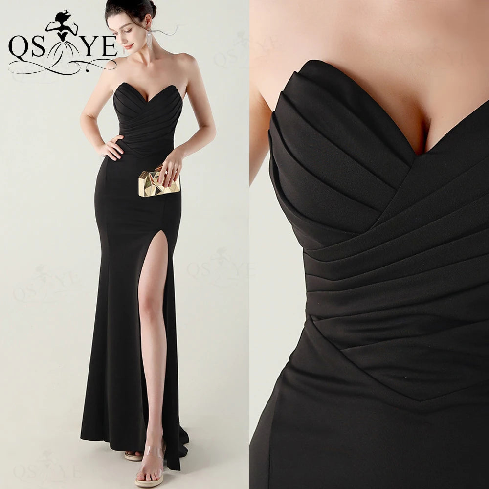 Off-Shoulder Ruched Bodice Mermaid Satin Floor-Length Prom Gown with Slit | Inspired by Beren Saat