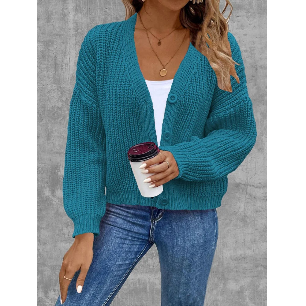 V-Neck Single Breasted Loose Knit Cardigan Coat | Inspired by Özge Törer