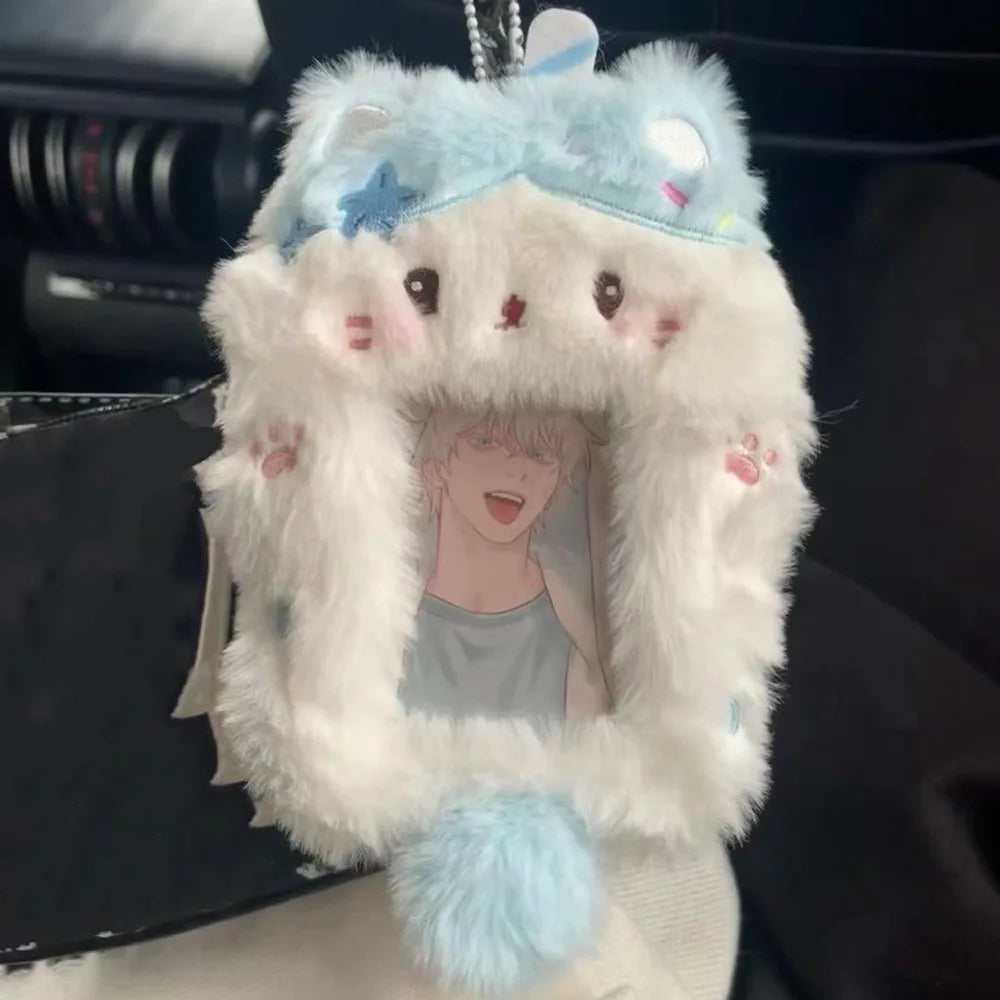 Cartoon Multifunctional Photocard Case Plush Big Eared Rabbit/Border Collie Card Case Rabbit/Dog/Cat Photo Card Holder Students
