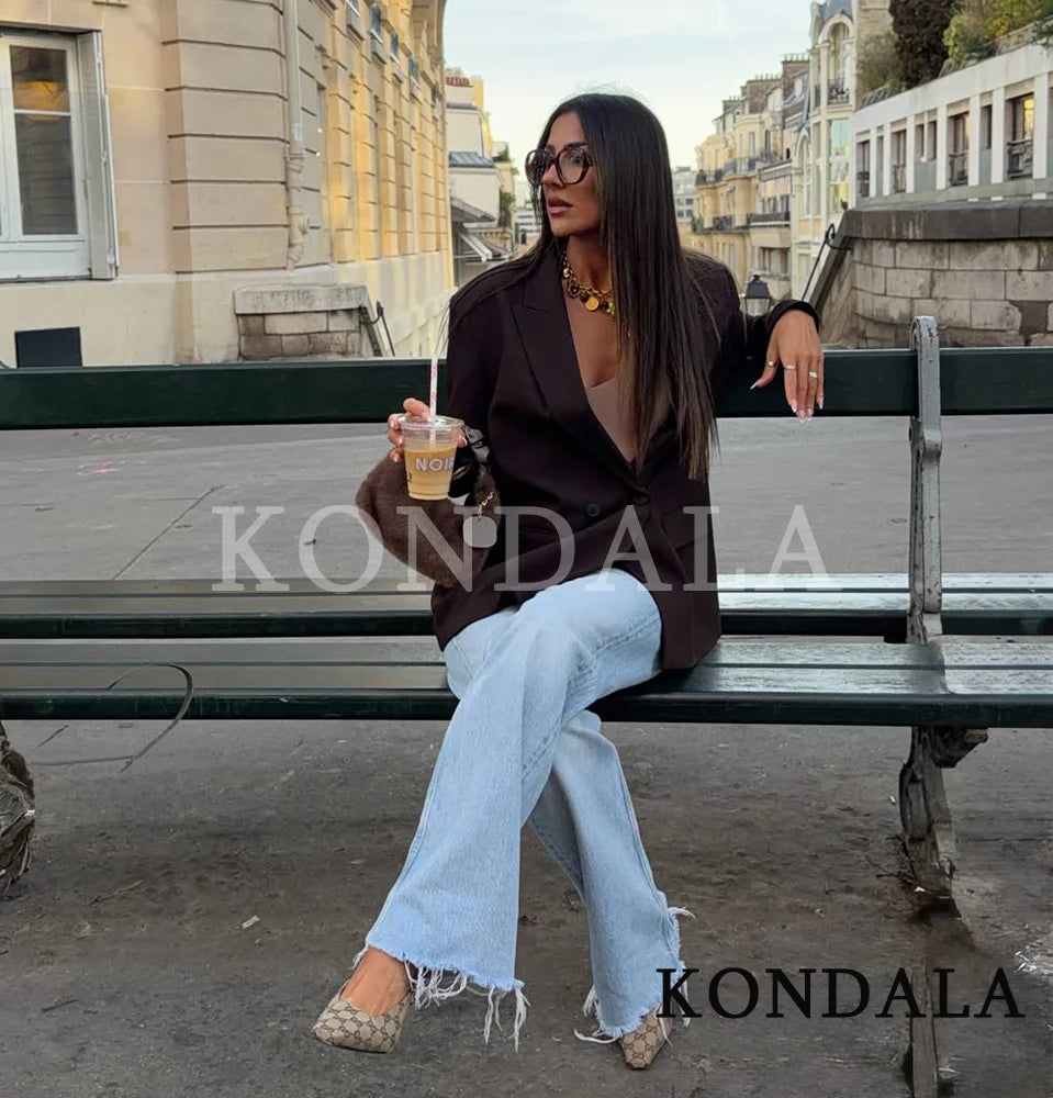 Double-Breasted Notched Collar Blazer Jacket | Inspired by Pınar Deniz