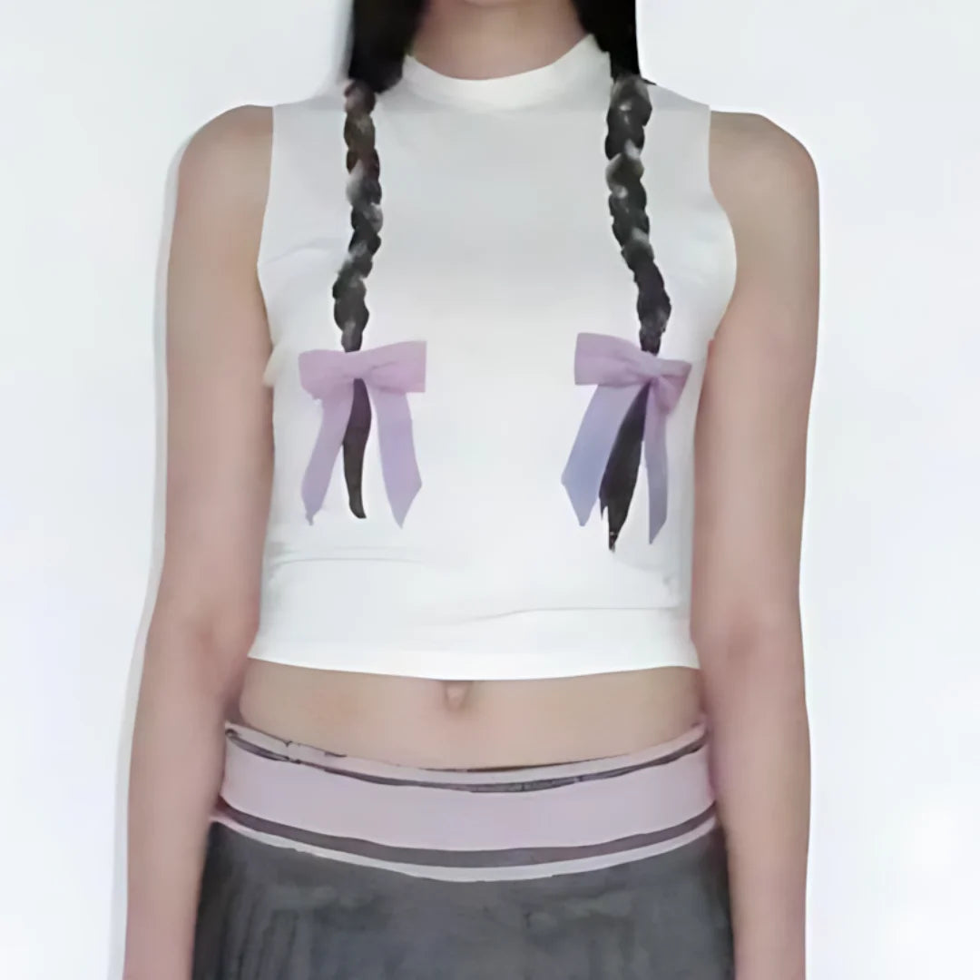 Summer Fashion Spicy Girl Fashion Sleeveless Tank Top Bloodless Double Braid Printed Street Punk Women's Y2K Top