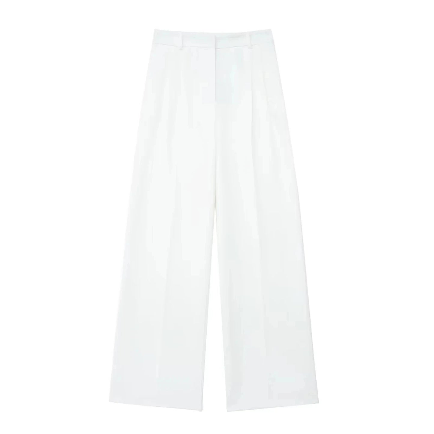 HH 2024 Female Elegant 2 Piece Solid Set High Waist Straight Trousers+Sleeveless Halter Vest Tops Chic Commuting Suit