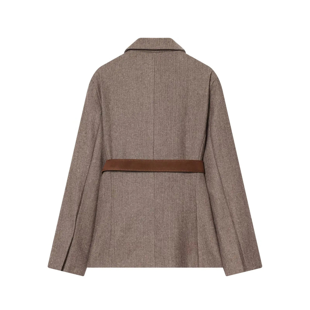 Slim V-Neck Single Breasted Sash Blazer Coat | Inspired by Esra Bilgiç