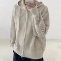 Hollow-Out Hooded Knit Zip Cardigan | Inspired by Lara