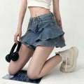 Denim Ruffle Mini Skirt | Meri