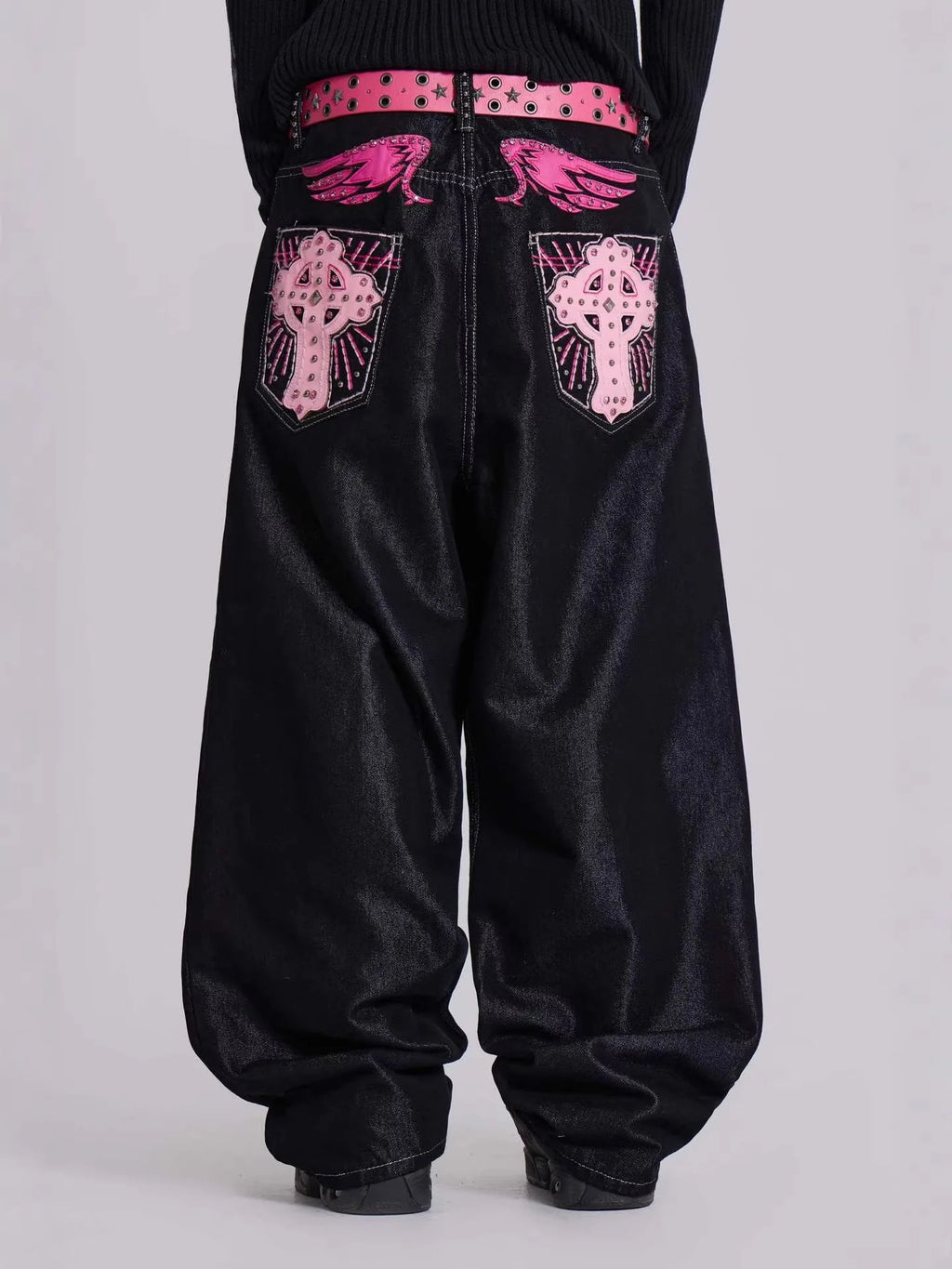 Gothic Rhinestone Wide-Leg Jeans | Inspired by Manon