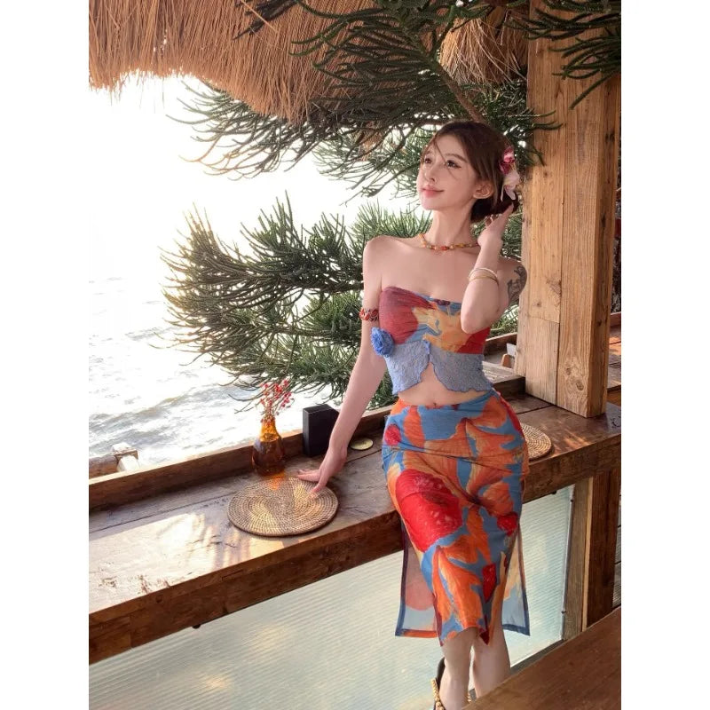 Tropical Print Bikini Set with Cover-Up | Inspired by Rosé