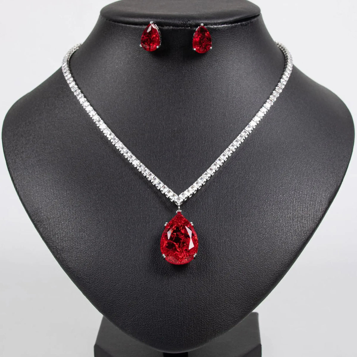 Oil Painting CZ Necklace & Earrings Jewelry Set | Inspired by Esra Bilgiç