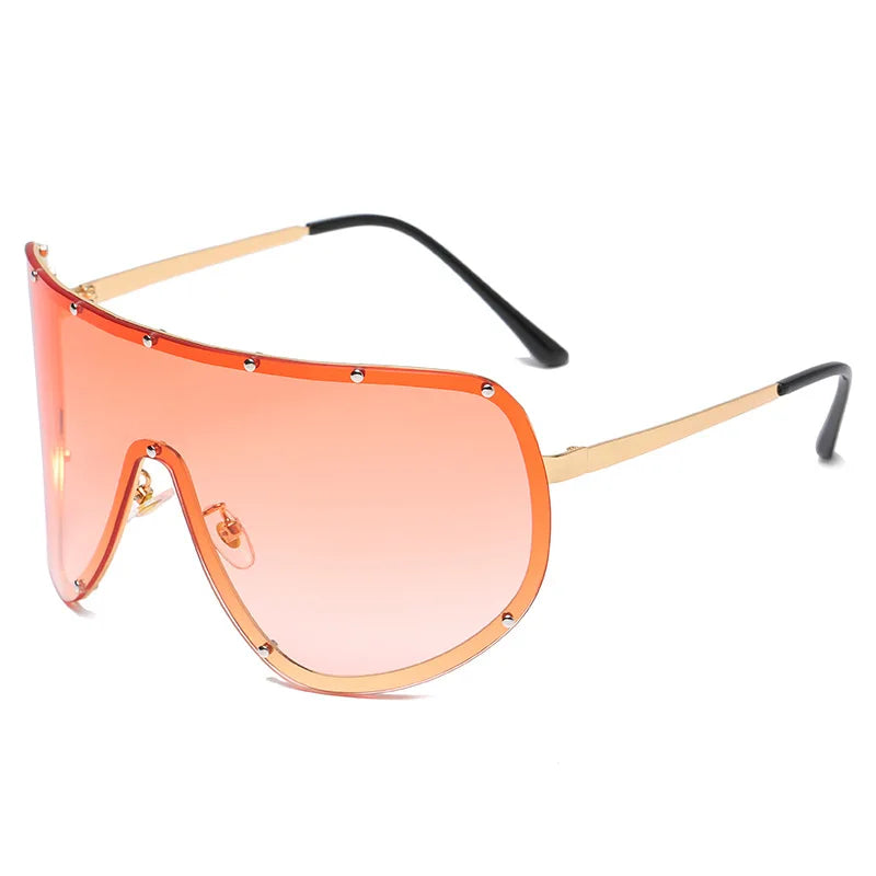 New Lntegrated Oversized Oval Shaped Sunglasses For Women Borderless Summer UV Resistant Glasses Outdoor Photography Eyewears