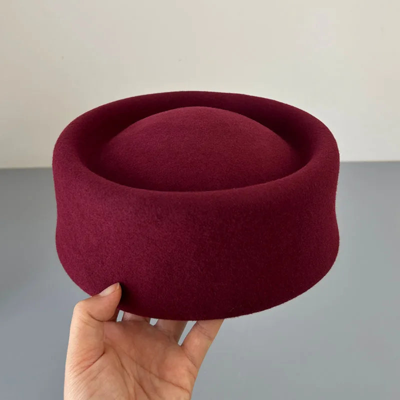 New Britain Elegant 100% Wool Felt Blocked Berets for Women Kids Bread Pumpkin Fedoras Ladies Autumn Winter Simple Painter Hat