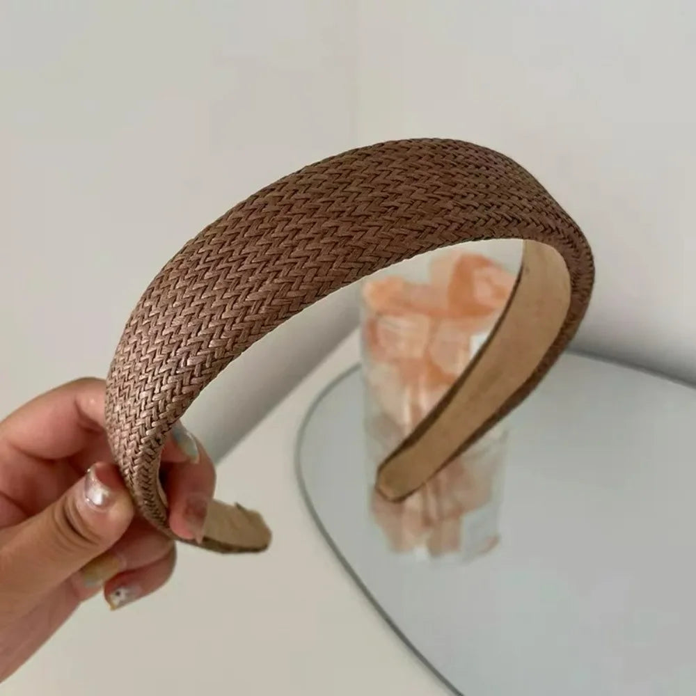 1/3Pcs Vacation Straw Woven Wide-brimmed Headband Bohemian Headwear Vintage Elegant Seaside Photos Hairband Hair Accessories