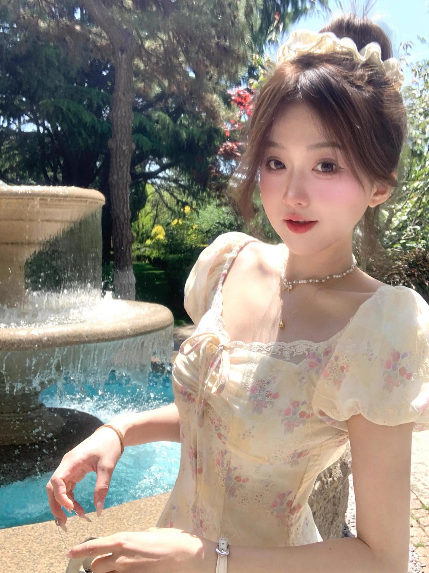 Summer 2025 Y2K Sweet Floral Print Women's Mini Dress Elegant Casual Chic A-Line Slim Birthday Clothes Female New Cute Vestidos