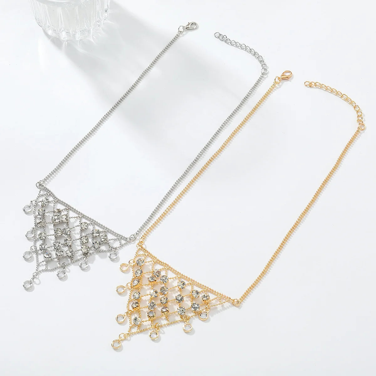 Fashion tassel mesh necklace winter sweater chain Bohemian style diamond studded niche style