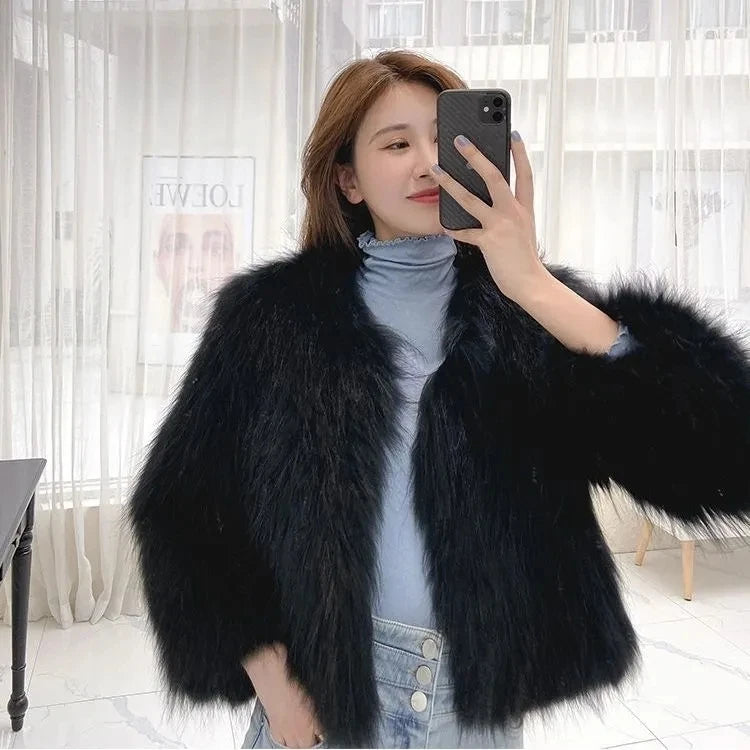 2025 Autumn/Winter New Imitation Fur Coat for Women Short Slim Young Style Hairy Coat Thicken Outer Wear Female Short Fur Coats