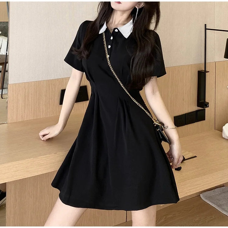 Contrast Collar Polo A-Line Mini Dress | Inspired by Jisoo