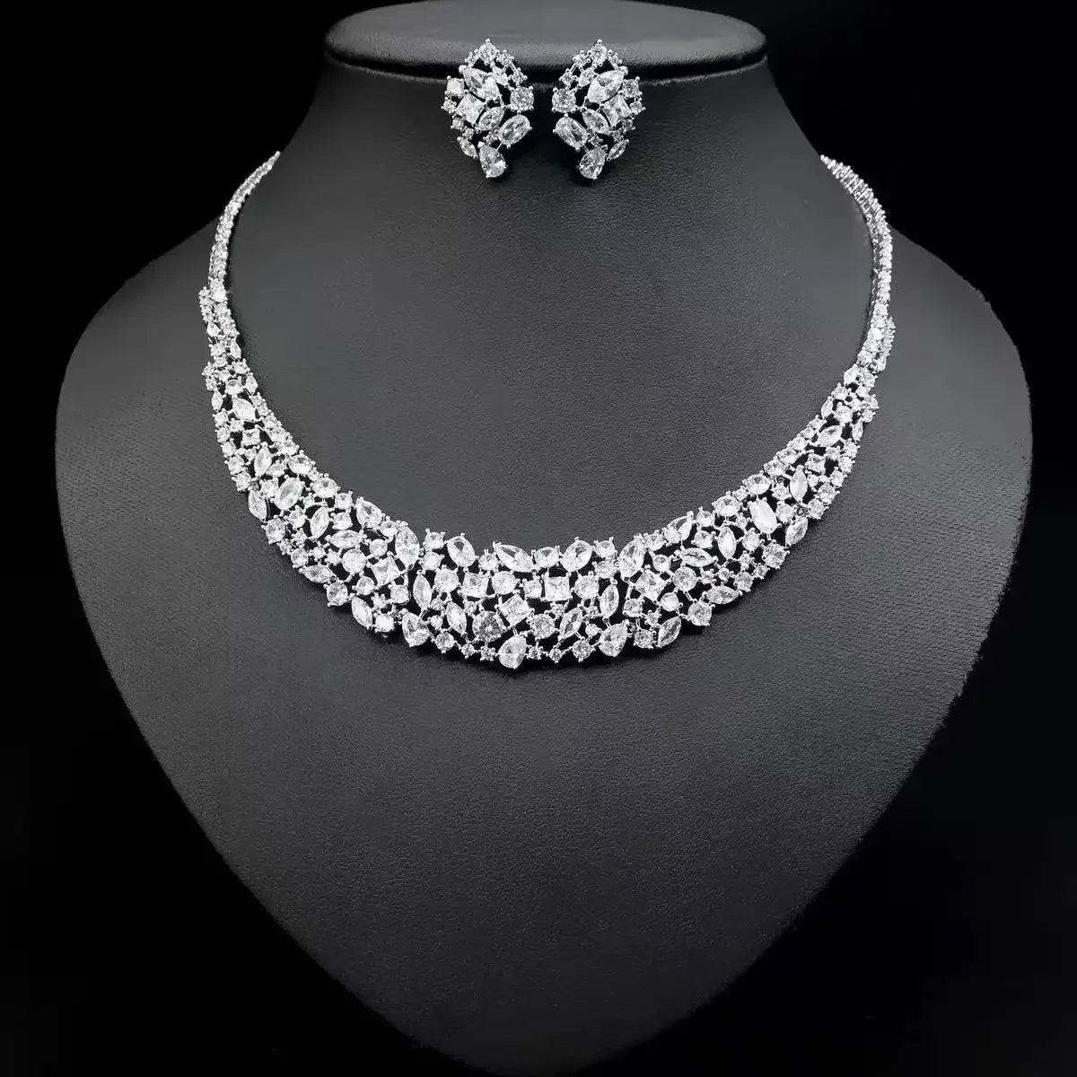 Oil Painting CZ Necklace & Earrings Jewelry Set | Inspired by Esra Bilgiç