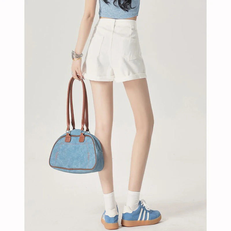 Korean High Waist Slim Denim Shorts | Inspired by Neslihan Atagül