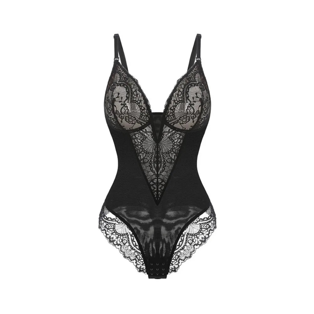Fashionable Comfortable Lace Hollow Jumpsuit Sexy Shapewear Women's Abdominal Shaping