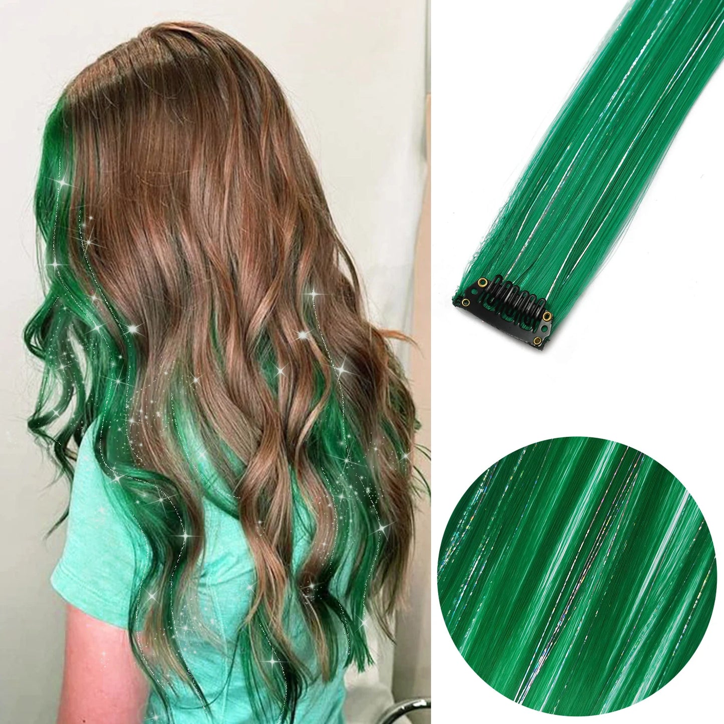 Clip in Hair Extensions Colored Party Highlights 22 inches 6pcs/pack Multi-colors Straight Hair Synthetic Hairpieces Royal Blue