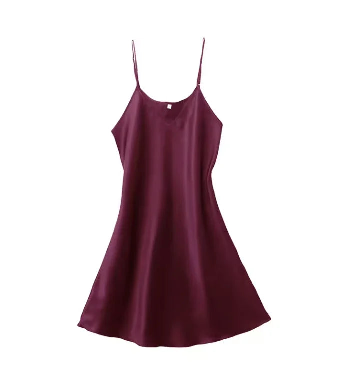 Solid Silky V-Neck Sleeveless Mini Nightgown | Inspired by Neslihan Atagül