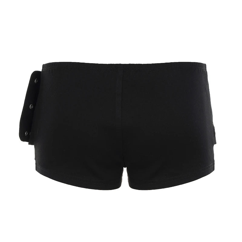 Low rise hollow metal steel ring punk style fashionable shorts, suitable for hot girls in the 2026 street fashion trend