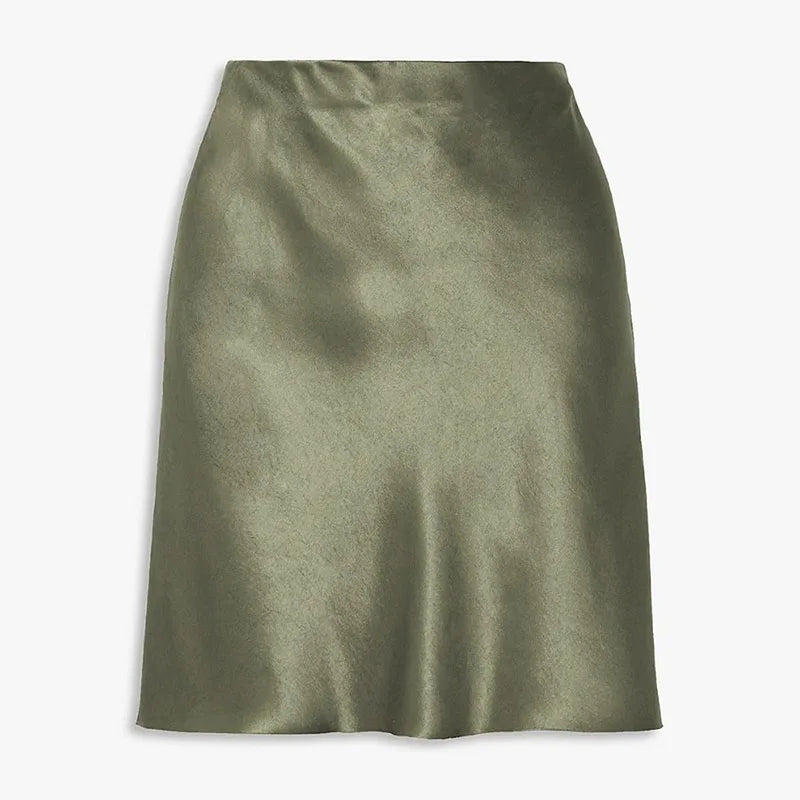 Women Fashion Acetate Short Skirts Elegant High Waist Evening Party Satin Skirts Female 2026 Summer Casual Champagne Mini Skirt