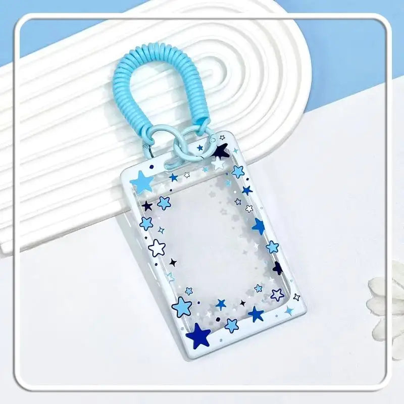Star Sliding Cover Card Holder Transparent Portable ID Protector Kpop Photocard Case Student School Card Bus Card Holder