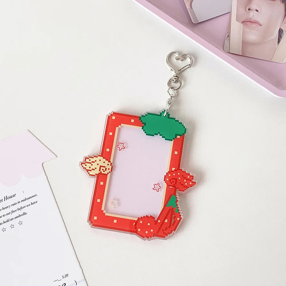 3 inch Acrylic Fruit Wings Kpop Photocard Holder Photo Card Holder Bag Pendant School Stationery