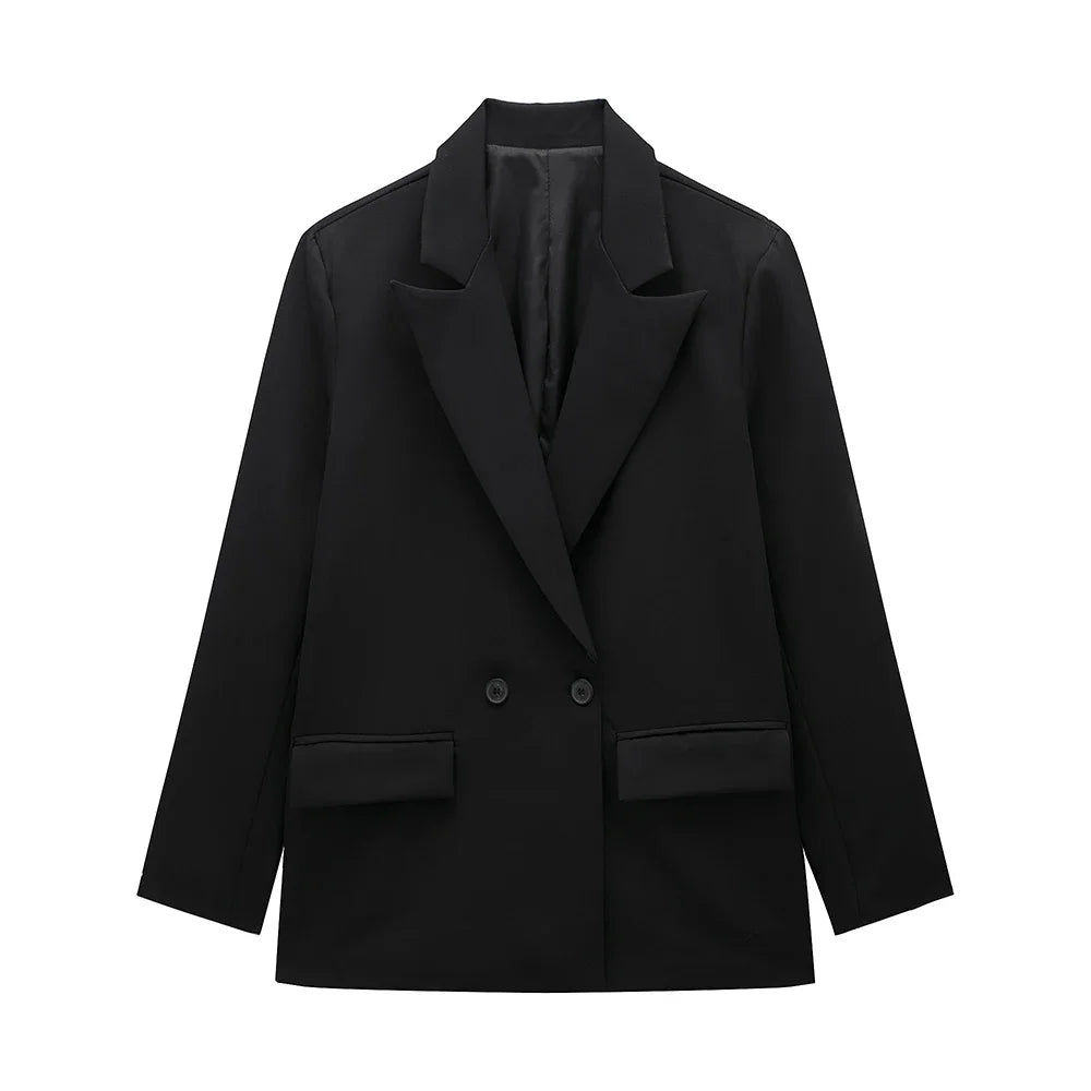 Double Breasted Notched Collar Loose Blazer with Pockets | Inspired by Neslihan Atagül
