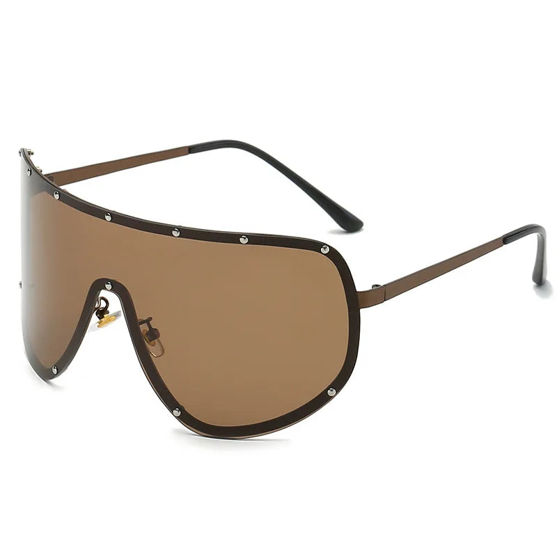 New Lntegrated Oversized Oval Shaped Sunglasses For Women Borderless Summer UV Resistant Glasses Outdoor Photography Eyewears