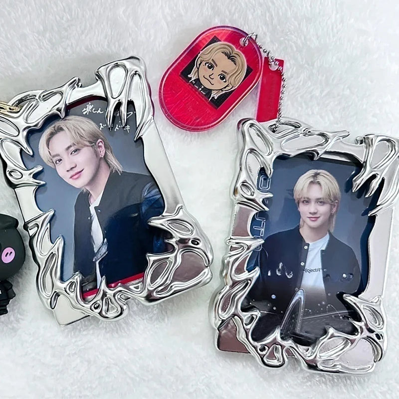 Electroplate Photocard Holder Kpop Photo Card Frame Idol Photo Display Stand Kpop Photo Card Protector Storage Packaging Box