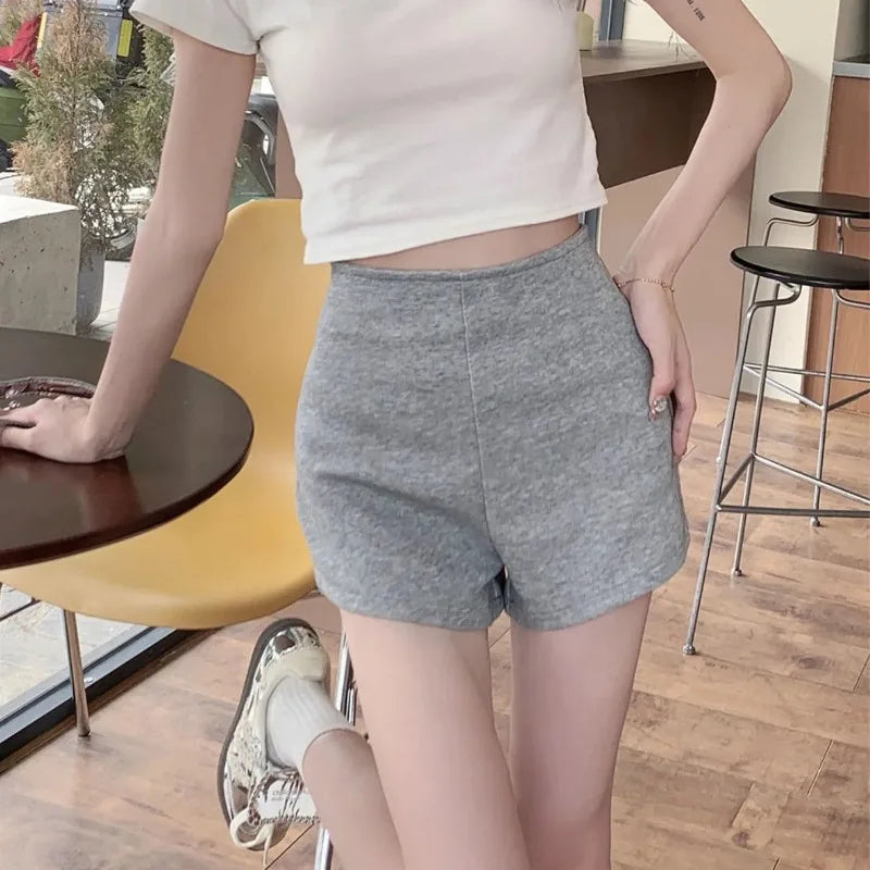 Women's Fashion High-Waisted Shorts New Solid Color Stretchy Slim Shorts Casual Streetwear Must-Have