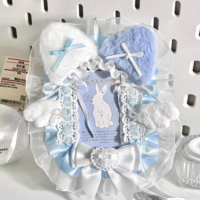 Handmade Cat Ear Card Holder Detachable DIY Itabag Decorations Display Frame Lolita Lace Bow Photocard Holder Bag Accessories