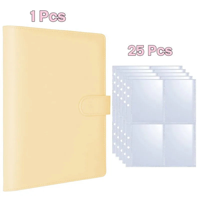 Kpop Photocard Binder with 25 pages 4-Pocket Card Collector Album with 200 Card Slots PU Leather Cover Organizing Cards