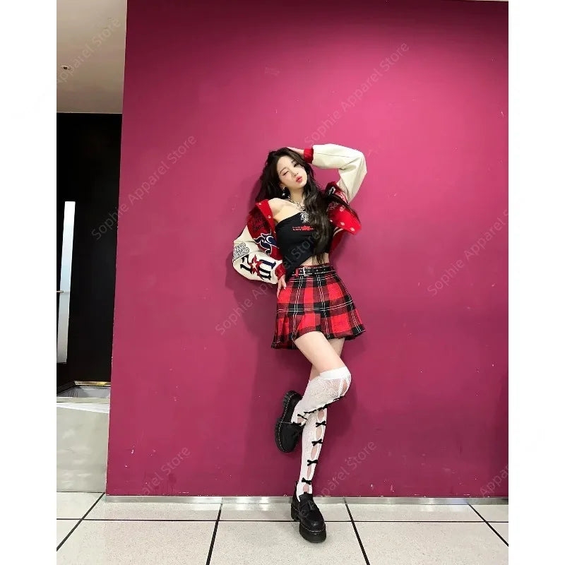 Korean Ive K-pop Stage Outfit Women Concert Outfits Hip-Hop Street Dancewear Performance Costume Baseball Jacket Loose