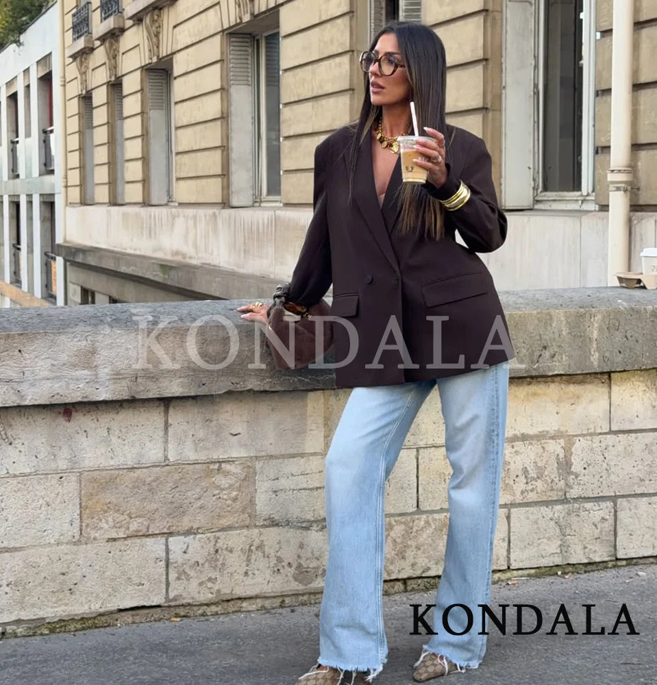 Double-Breasted Notched Collar Blazer Jacket | Inspired by Pınar Deniz
