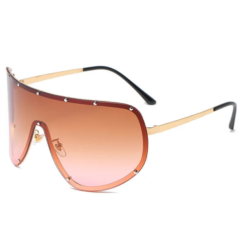 New Lntegrated Oversized Oval Shaped Sunglasses For Women Borderless Summer UV Resistant Glasses Outdoor Photography Eyewears