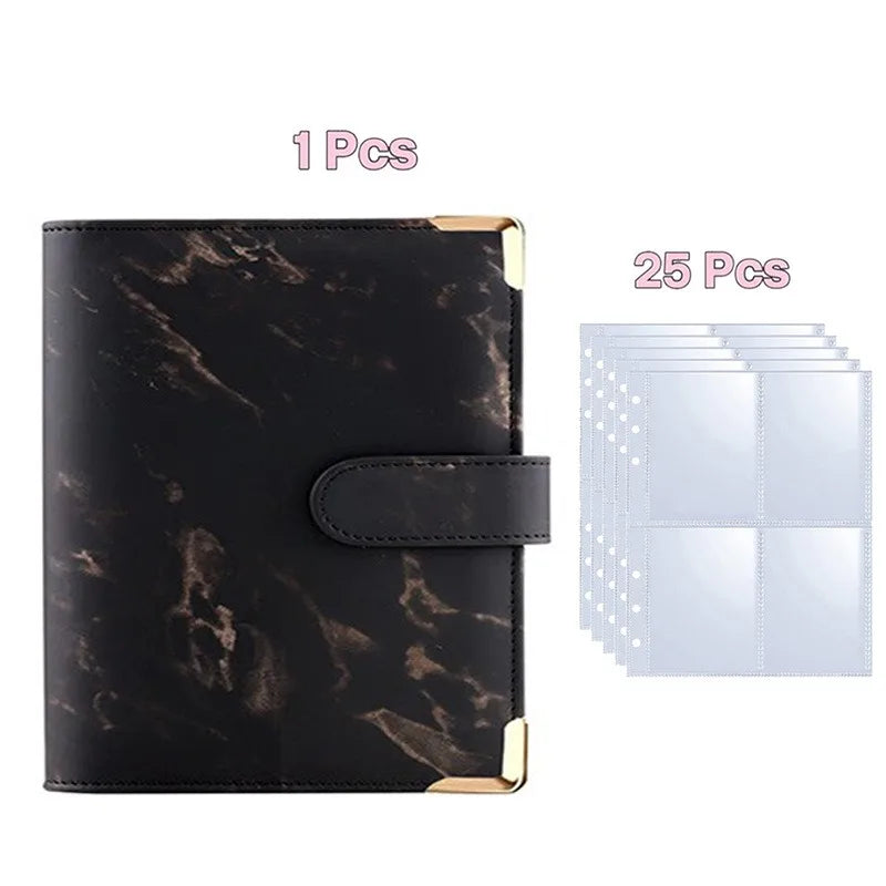 Kpop Photocard Binder with 25 pages 4-Pocket Card Collector Album with 200 Card Slots PU Leather Cover Organizing Cards