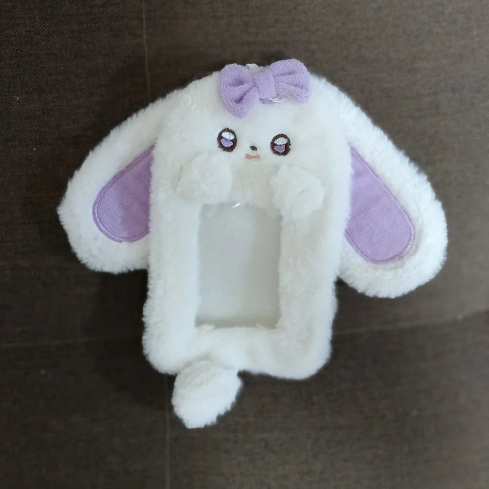 Cartoon Multifunctional Photocard Case Plush Big Eared Rabbit/Border Collie Card Case Rabbit/Dog/Cat Photo Card Holder Students