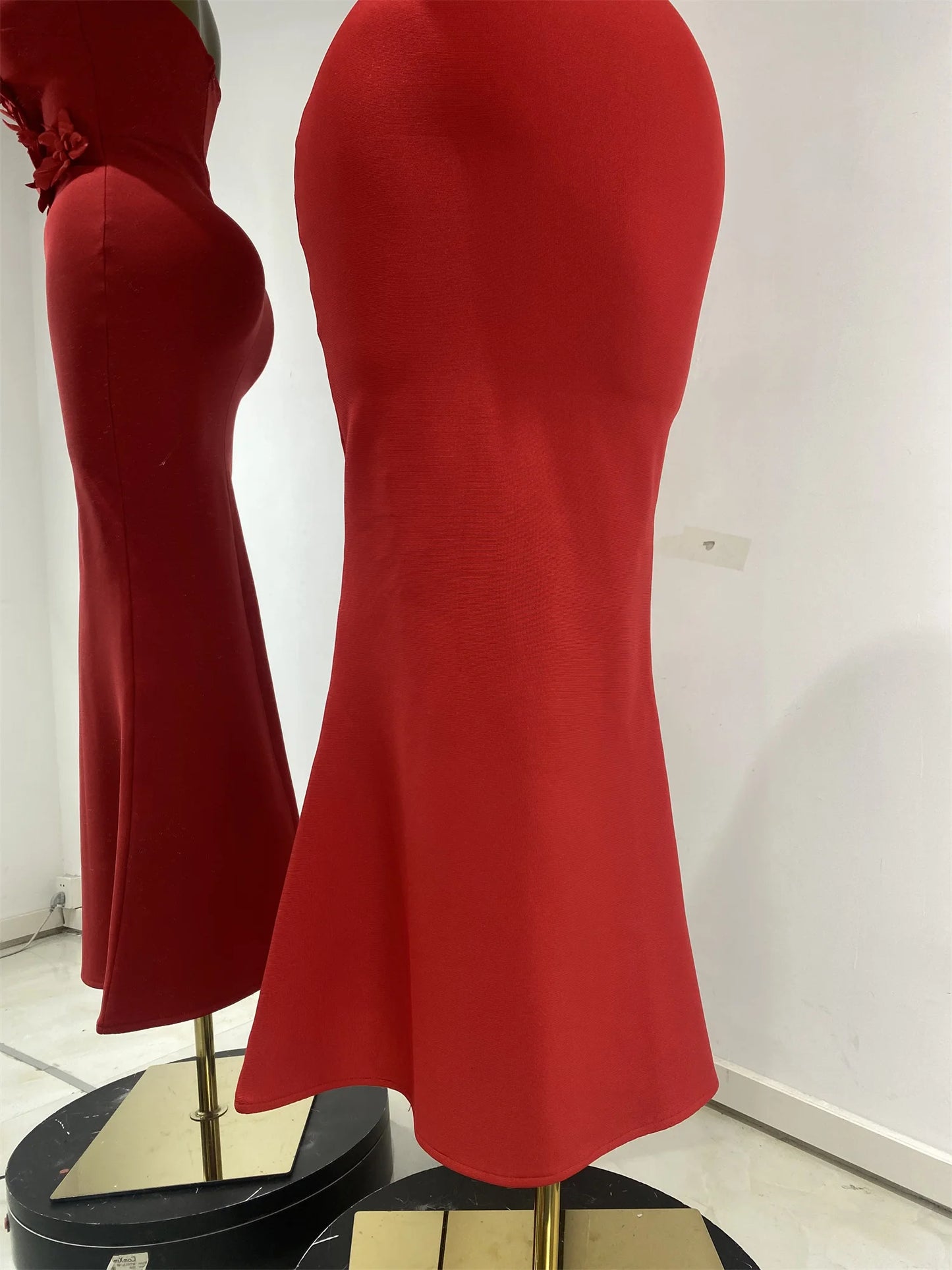 Strapless Deep V-Neck Floral Bodycon Long Mermaid Bandage Gala Dress | Inspired by Beren Saat