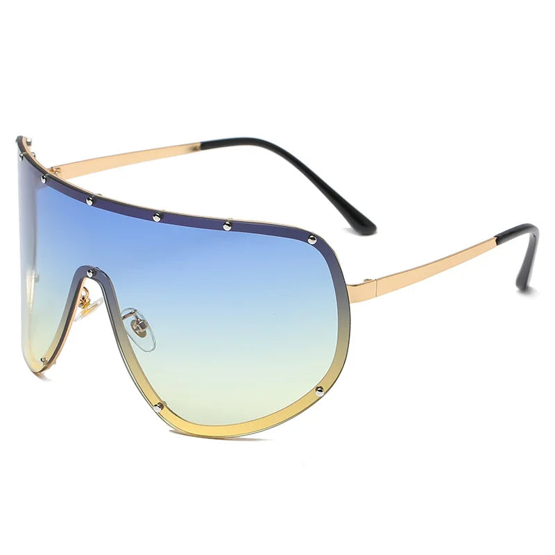 New Lntegrated Oversized Oval Shaped Sunglasses For Women Borderless Summer UV Resistant Glasses Outdoor Photography Eyewears