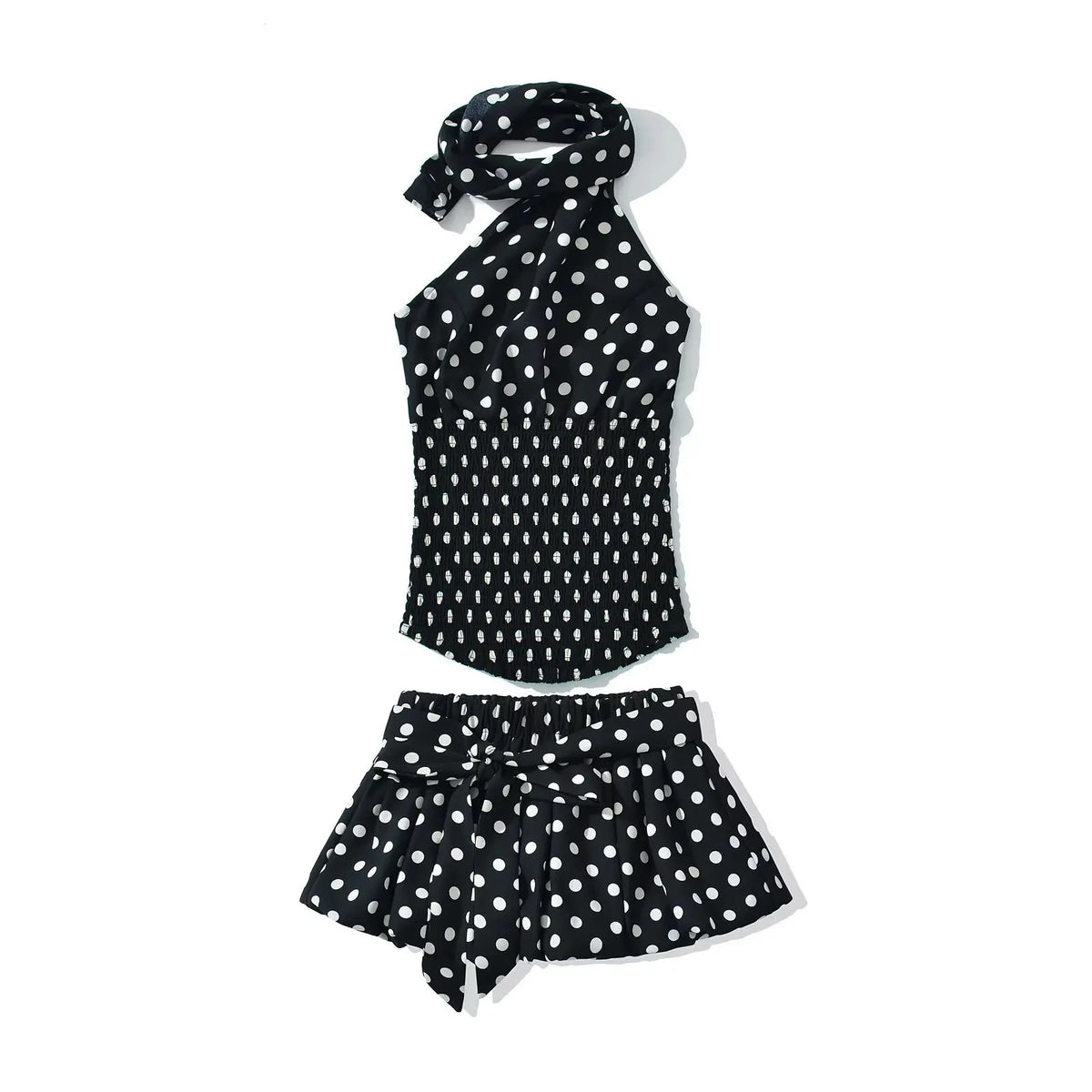 Y2K Plaid Halter Top & Fluffy Mini Skirt 2-Piece Set | Inspired by Sophia