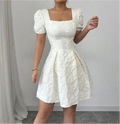 Jacquard Puff Sleeve Dress | Suzy
