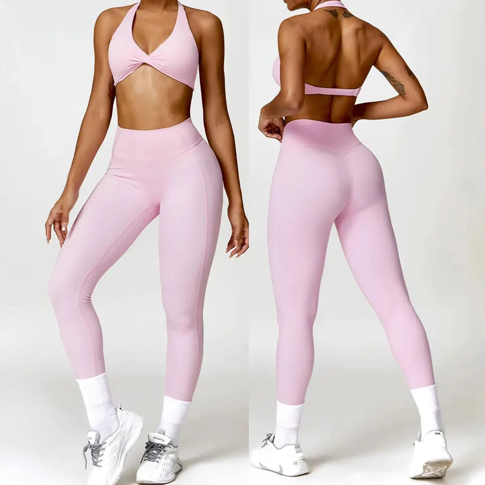 Sport Bra Leggings Suit 2PCS Yoga Set Nude Feeling Workout Sets Women Tracksuit Gym Push Up Fitness Running Workout Sportwear